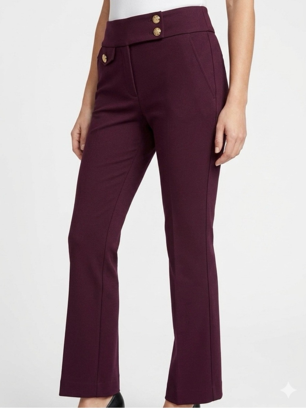 White House Black Market plum slim boot dress pants Cropped Size 14 Office Work